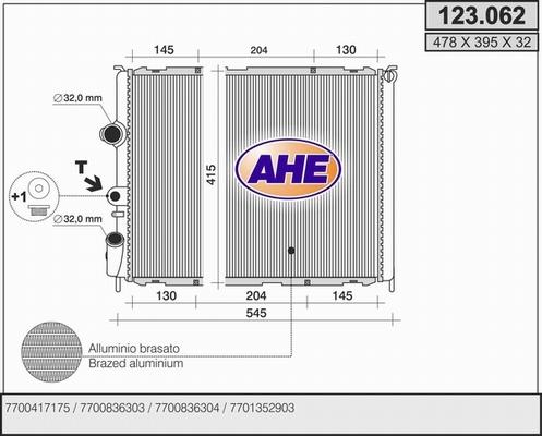 AHE 123.062 - Radiator, engine cooling autospares.lv