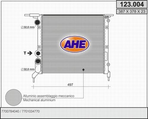 AHE 123.004 - Radiator, engine cooling autospares.lv