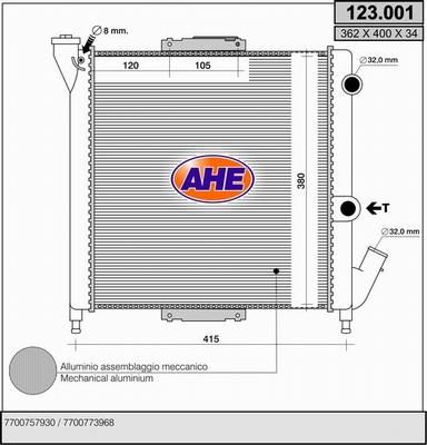 AHE 123.001 - Radiator, engine cooling autospares.lv