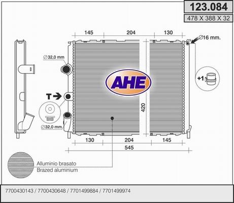 AHE 123.084 - Radiator, engine cooling autospares.lv