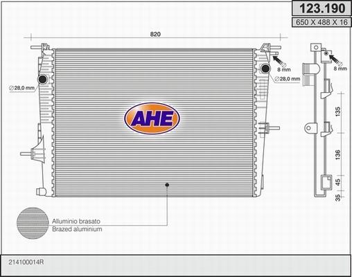 AHE 123.190 - Radiator, engine cooling autospares.lv