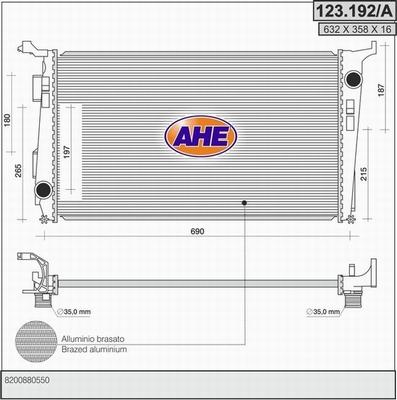 AHE 123.192/A - Radiator, engine cooling autospares.lv