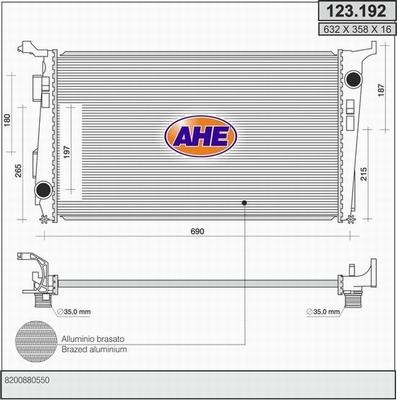 AHE 123.192 - Radiator, engine cooling autospares.lv