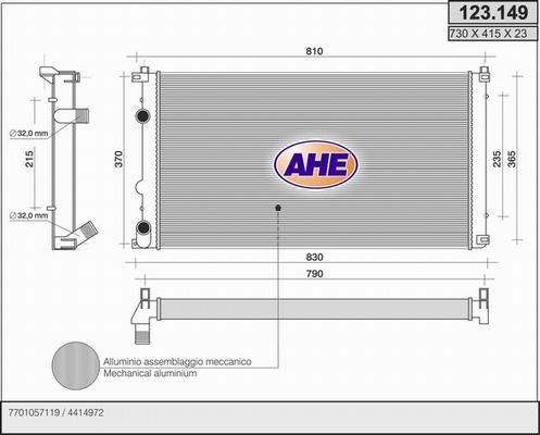 AHE 123.149 - Radiator, engine cooling autospares.lv