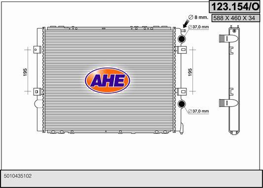 AHE 123.154/O - Radiator, engine cooling autospares.lv