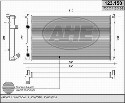 AHE 123.150 - Radiator, engine cooling autospares.lv