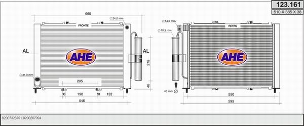 AHE 123.161 - Radiator, engine cooling autospares.lv