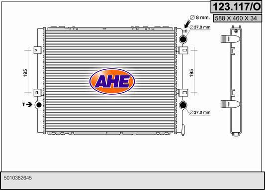 AHE 123.117/O - Radiator, engine cooling autospares.lv