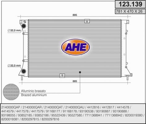 AHE 123.139 - Radiator, engine cooling autospares.lv