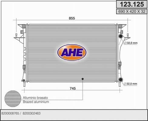 AHE 123.125 - Radiator, engine cooling autospares.lv