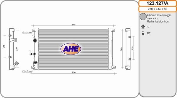 AHE 123.127/A - Radiator, engine cooling autospares.lv