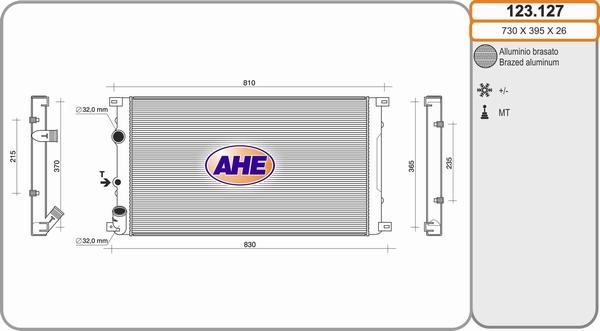 AHE 123.127 - Radiator, engine cooling autospares.lv