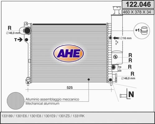 AHE 122.046 - Radiator, engine cooling autospares.lv