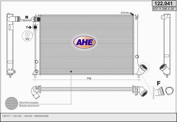 AHE 122.041 - Radiator, engine cooling autospares.lv