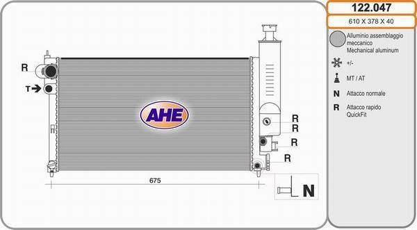 AHE 122.047 - Radiator, engine cooling autospares.lv