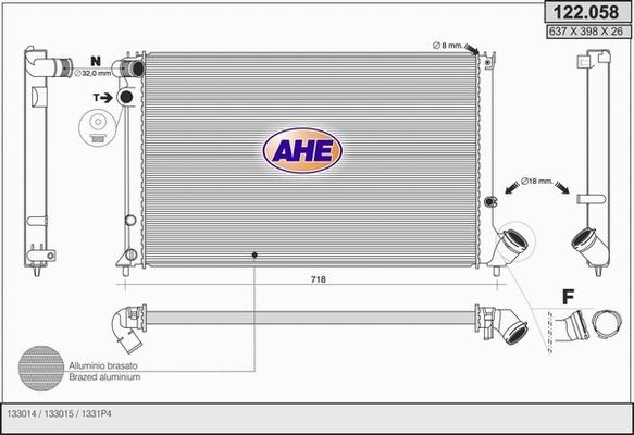 AHE 122.058 - Radiator, engine cooling autospares.lv