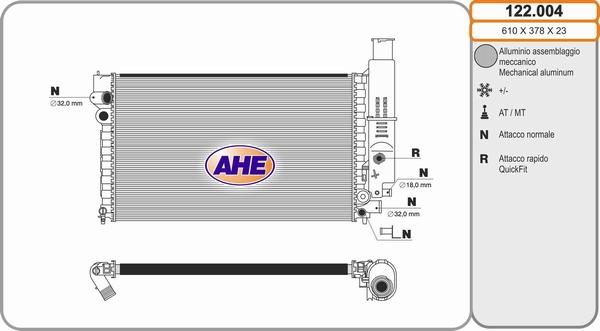 AHE 122.004 - Radiator, engine cooling autospares.lv