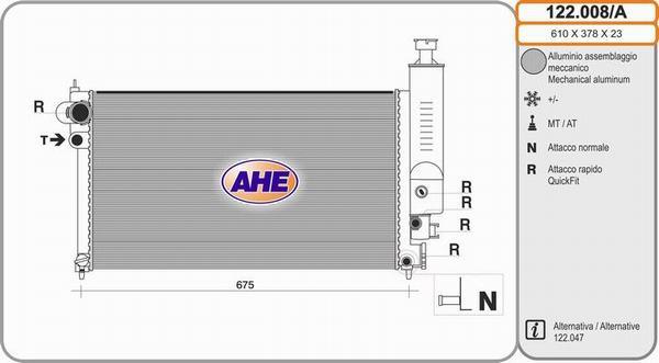 AHE 122.008/A - Radiator, engine cooling autospares.lv