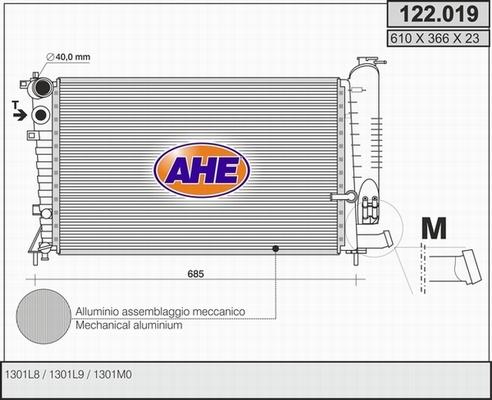 AHE 122.019 - Radiator, engine cooling autospares.lv