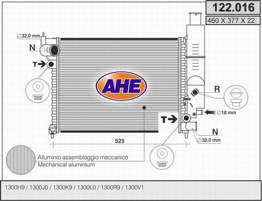 AHE 122.016 - Radiator, engine cooling autospares.lv