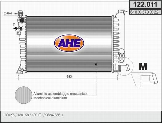 AHE 122.011 - Radiator, engine cooling autospares.lv