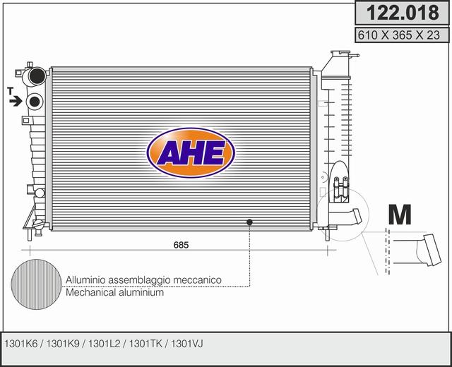 AHE 122.018 - Radiator, engine cooling autospares.lv