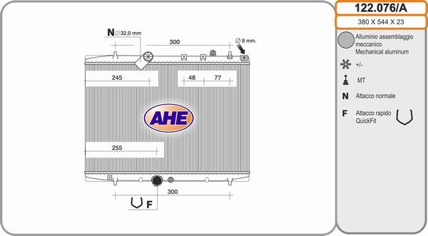 AHE 122.076/A - Radiator, engine cooling autospares.lv