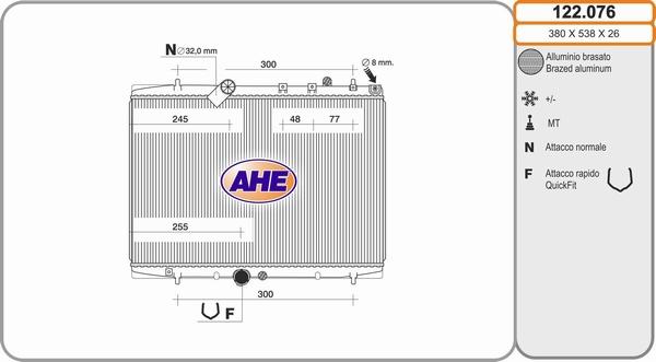 AHE 122.076 - Radiator, engine cooling autospares.lv