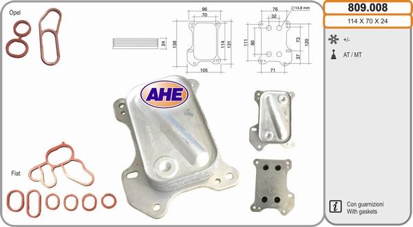 AHE 809.008 - Oil Cooler, engine oil autospares.lv