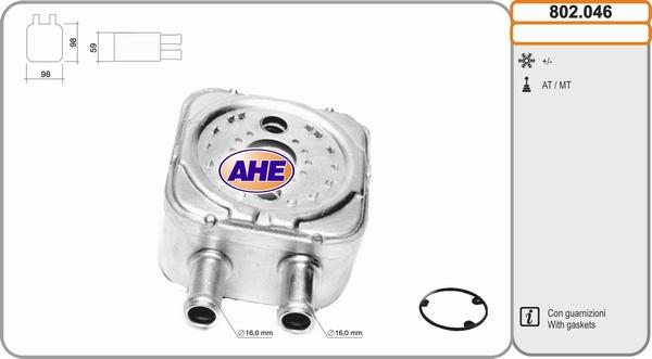 AHE 802.046 - Oil Cooler, engine oil autospares.lv