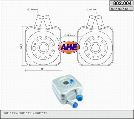 AHE 802.004 - Oil Cooler, engine oil autospares.lv