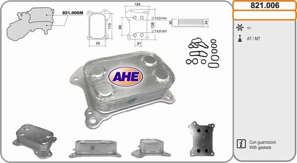 AHE 821.006 - Oil Cooler, engine oil autospares.lv
