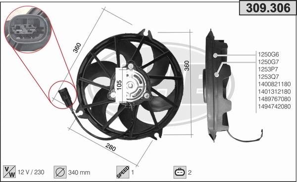 AHE 309.306 - Fan, radiator autospares.lv