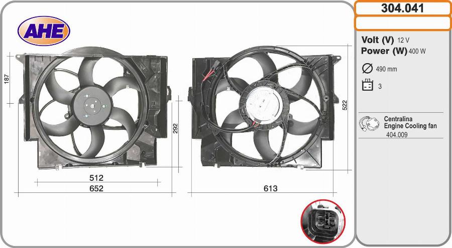 AHE 304.041 - Fan, radiator autospares.lv