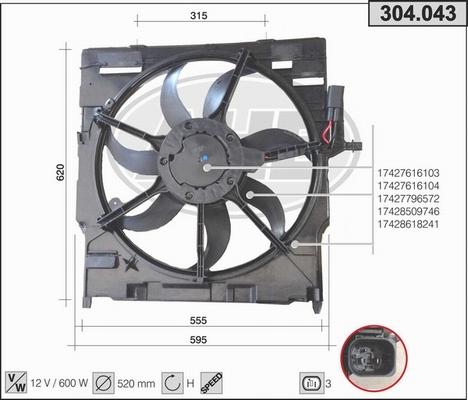 AHE 304.043 - Fan, radiator autospares.lv