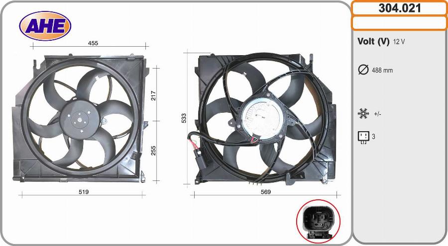 AHE 304.021 - Fan, radiator autospares.lv
