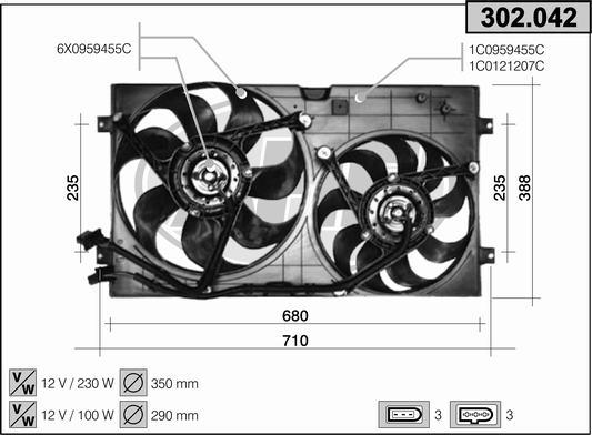 AHE 302.042 - Fan, radiator autospares.lv