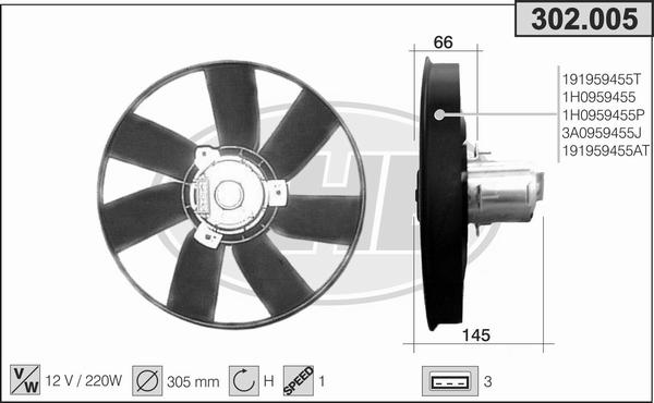 AHE 302.005 - Fan, radiator autospares.lv