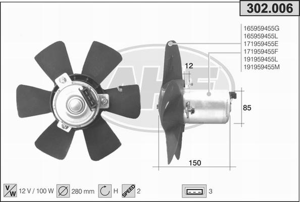 AHE 302.006 - Fan, radiator autospares.lv