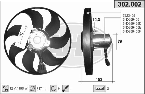 AHE 302.002 - Fan, radiator autospares.lv