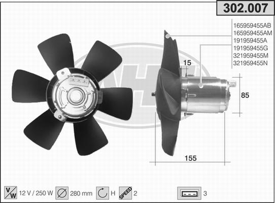 AHE 302.007 - Fan, radiator autospares.lv