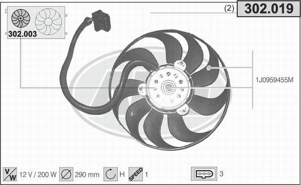 AHE 302.019 - Fan, radiator autospares.lv