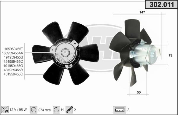 AHE 302.011 - Fan, radiator autospares.lv