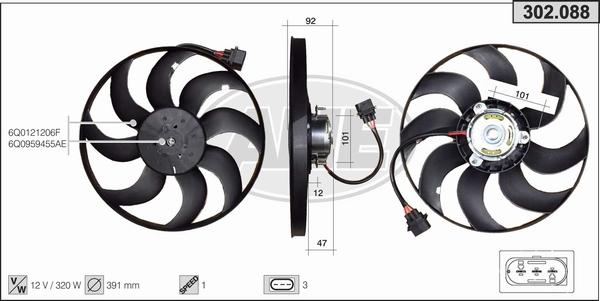 AHE 302.088 - Fan, radiator autospares.lv