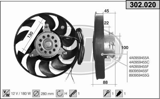 AHE 302.020 - Fan, radiator autospares.lv