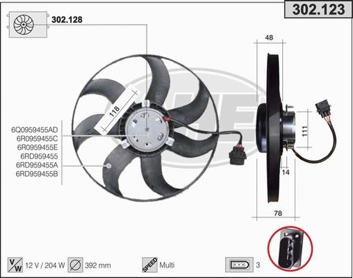 AHE 302.123 - Fan, radiator autospares.lv
