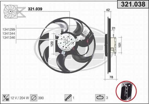 AHE 321.038 - Fan, radiator autospares.lv