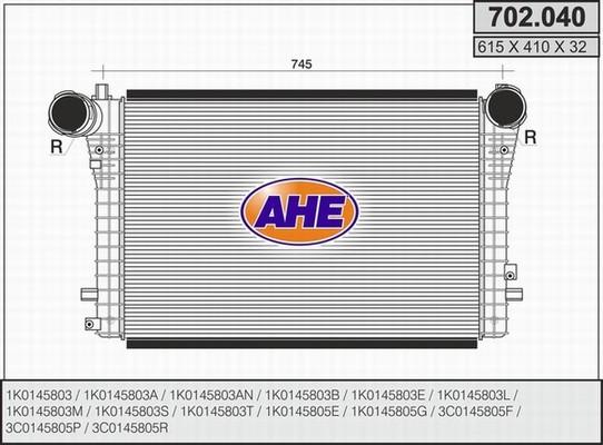 AHE 702.040 - Intercooler, charger autospares.lv