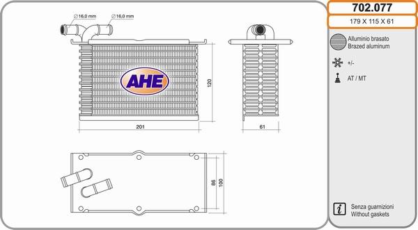 AHE 702.077 - Intercooler, charger autospares.lv