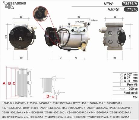 AHE 78576/A - Compressor, air conditioning autospares.lv